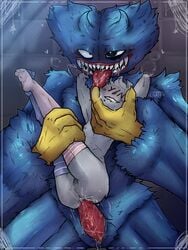 2boys anal anal_sex anon big_dom_small_sub blue_body blue_fur bouncy fangs grabbing_from_behind grabbing_head grabbing_legs huggy_wuggy lagart lgatr monster poppy_playtime saliva smile tentacle teratophilia tongue tongue_out