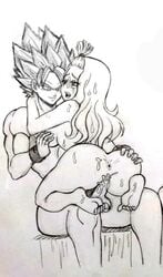 anus ass ass_grab big_ass crossover cum cum_in_pussy cum_inside cum_on_ass cum_on_body cum_on_face cumshot dragon_ball dragon_ball_super fairy_tail huge_breasts male/female mirajane_strauss muscular muscular_male saiyan sex sketch son_goku super_saiyan super_saiyan_blue wristband wristbands