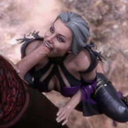 1boy 1girls 3d athletic_female big_penis blender erection fellatio female human leeterr male mortal_kombat mortal_kombat_11 oral partial_male penis sindel straight