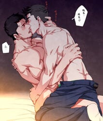 2boys bara bed big_arms big_ass big_butt big_legs big_pecs big_penis capcom chris_redfield gay male male/male male_only piers_nivans resident_evil resident_evil_5 resident_evil_6 yaoi