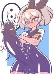 ... 1futa abs ass balls bea_(pokemon) big_ass big_balls bodysuit bottomless_skirt breasts clothed clothing erection eye_contact fully_clothed futa_only futanari grey_hair hair_ribbon huge_cock human hyper hyper_penis intersex kaikoinu large_penis latex latex_bodysuit latex_futa latex_suit latex_vagina light-skinned_futa light_skin looking_at_viewer nintendo penis penis_bigger_than_body pokemon pokemon_ss pussy short_hair solo speech_bubble standing sweat testicles thick_thighs thighs thunder_thighs tight_fit veiny_penis wide_hips