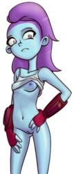 aged_up ash_graven breasts breasts_out cartoon_network final_space hand_on_hip handwear no_panties no_pants purple_eyes purple_hair shirt_up spacechoochoo vagina