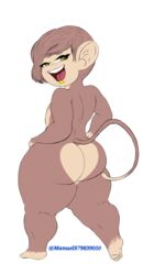 1girls anthro anthrofied anus big_ass big_butt bubble_butt dialogue dirty_talk fat_ass female_only ley_rocksbear_(artist) monkey monkey_girl oc original original_character overweight plump_labia presenting_pussy rocksbear_(artist) shortstack slightly_chubby solo solo_female sweat