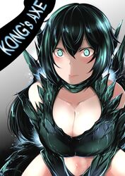 1girls big_breasts blue_eyes censored cleavage female female_focus gijinka godzilla godzilla_(series) godzilla_vs_kong green_hair humanized humor kaiju_girl monsterverse syntier13 tagme