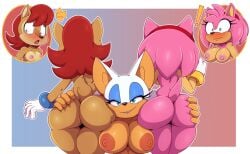 ! 3girls amy_rose ass ass_focus ass_grab bat big_breasts bigdon1992 blue_eyes breasts brown_fur exposed_torso eyelashes eyeshadow female gloves handwear hedgehog hi_res mostly_nude multiple_girls narrowed_eyes nipples nude pink_fur pink_hair red_hair rouge_the_bat sally_acorn seductive seductive_smile sega small_tail sonic_(series) sonic_the_hedgehog_(archie) sonic_the_hedgehog_(comics) sonic_the_hedgehog_(series) surprised thick_thighs trio wristwear yuri