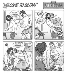 arsam_al_faqeer bara beard beefy big_penis body_hair chest_hair cocky comic dick dick_slip dick_souza dilf dilftown dilftown_comic flaccid flirting gay jogging leaking male male_only man_bun manly mitsuteru_shikishima monochrome muscular muscular_male no_color penis sandals schizoid shorts squatting tank_top toned toned_male twitter_user_oc uncensored uncolored verbal