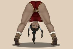 1girls avatar_legends backpussy bending_forward bending_over bent_over clothing crotchless dark-skinned_female dark_skin dialogue erect_nipples erect_nipples_under_clothes exposed_pussy female female_only korra large_breasts looking_at_viewer pinching_nipples rear_view skimpy skimpy_armor skimpy_clothes smile sock_vivian solo straight_hair text the_avatar the_legend_of_korra water_tribe