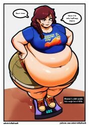 belly belly_fat belly_fetish belly_focus belly_overhang big_belly deep_navel exposed_fat_belly fat fat_belly fat_female fat_fetish fat_thighs female female_focus female_only flabby flabby_belly morbidly_obese_female obese overweight_female scale weight_gain wholelottablank