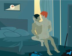 anal anal_sex batman_(series) baton_(weapon) bed bedroom closed_eyes dick_grayson discarded_clothing domino_mask freckles gay intimate kid_flash male_only nightwing romantic the_flash_(series) wally_west yaoi young_justice young_justice:_invasion