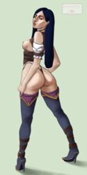 arcane ass blue_hair caitlyn_kiramman cerezita_boy league_of_legends long_hair looking_at_viewer tagme thong