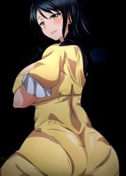 10s 1girls 2010s 2019 2d ass back_view big_ass big_butt black_hair blush breasts clothed clothed_female clothing female female_only from_behind gaki_ni_modotte_yarinaoshi!!! huge_ass huge_butt light-skinned_female light_skin milf pale-skinned_female pale_skin screencap screenshot selfish_(animation_studio) sera's_mom_(gaki_ni_modotte_yarinaoshi!!!) sideboob simple_background smile solo solo_female stitched thick_ass voluptuous voluptuous_female white_skin yellow_eyes
