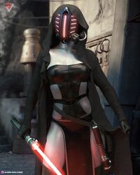 1girls 3d alien alien_girl cyber_(artist) darth_syn_(cyber) female female_only gloves glowing glowing_clothes glowing_helmet gray_body grey_body grey_skin helmet hood lightsaber mask medium_breasts pinup red_lightsaber sith slushe_(website) solo solo_female tagme vein veins veiny white_body white_skin