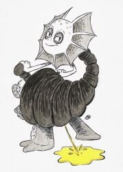 1monster ambiguous_gender anthro artist_signature artist_upload back_turned back_view big_blue_bubble black_and_white eyelids eyes_half_closed eyes_half_open frill_(anatomy) frills fur galymph looking_at_viewer looking_back marker marker_(artwork) mischievous mischievous_look mischievous_smile monster my_singing_monsters non-human paironormal_carnival paironormals peeing peeing_on_floor piss piss_stream pissing pissing_on_floor self_upload shell smile smiling smirk smirking smirking_at_viewer smug smug_face smug_grin spots tagme traditional_art traditional_media traditional_media_(artwork) unusual_anatomy urine watersports