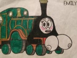 breasts cebolla12 emily_the_emerald_green_engine looking_at_viewer thomas_and_friends