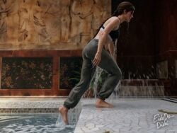 1girls ai_generated braid braided_hair breasts brown_eyes brown_hair dialogue eidedodidei female indoors lara_croft large_breasts long_hair nipples nude pants_pull pool pussy self_upload shorter_than_30_seconds solo solo_female sound tagme tomb_raider undressing video voice wet