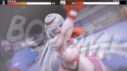 3d adult_sage_(kabalmystic) boxing_gloves boxing_ring breasts_exposed hair_covering_eye hair_covering_one_eye kabalmystic_(style) long_hair looking_at_viewer mikumikudance mmd nipples pov pov_male semi_nude sonic_(series) thong thong_only topless topless_female ultimabox white_hair