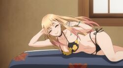 1girls anime bikini blonde_hair classic female female_protagonist gif jiggling_breasts jumping kitagawa_marin marin_kitagawa my_dress_up_darling peace_sign questionable screencap solo solo_female sono_bisque_doll_wa_koi_wo_suru teenager window