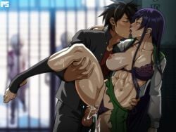 1boy 1girls abs aroused athletic athletic_female balls big_breasts bra breasts breasts_out brown_hair clothed_sex clothes cum cum_in_pussy cum_inside cum_overflow feet female female_human female_penetrated fit fit_female french_kiss french_kissing highschool_of_the_dead human human_male kiss kissing kissing_while_penetrated large_breasts leg_up light-skinned_female light_skin long_hair looking_pleasured male male/female male_penetrating male_penetrating_female muscular muscular_female navel nipples one_breast_out open_mouth panties panties_aside passionate penis pumpkinsinclair purple_hair pussy saeko_busujima school_uniform sex side-tie_panties skirt slim_waist standing_on_one_leg standing_sex stirrup_legwear straight sweat sweatdrop sweating sweaty takashi_komuro teenage_female teenager thick_thighs toes tongue tongue_out torn_clothes torn_clothing torn_school_uniform torn_skirt vaginal_penetration vaginal_sex variant_set very_long_hair wide_hips