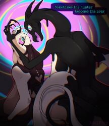 adelfrey anthro big_breasts black_body breasts colorful_background duo female goo_creature hi_res huge_breasts hypnosis hypnotic_eyes mimic mimic_(adelfrey) mind_control multi_eye nipples nude open_mouth reptile sagging_breasts scalie snake submissive submissive_anthro submissive_female text zuri_(rfta)