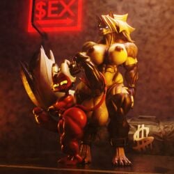 3d abs chocker diag34k futanari helluva_boss hyper_penis loona_(helluva_boss) moxxie_(helluva_boss) muscular_futa size_difference thick_thighs underboob