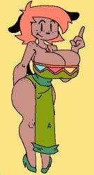 anthro breasts dog fang female freckles huge_breasts orange_hair pendant solo subjectdie_(artist) thick_thighs wide_hips