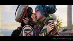 2girls ai_generated animated black_hair blue_hair clothed_sex edited girls_only google_gemini grinding_through_clothes grok grok_imagine kissing mikey-rg97 passionate_kiss ruins short_hair soul_calibur sound tagme talim_(soulcalibur) tira_(soulcalibur) video yuri