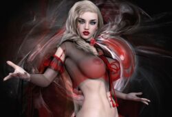 1girls 3d abs blonde_hair blue_eyes choker dollhouse female female_only flower functionally_nude large_breasts lipstick long_hair looking_at_viewer pinup red_lipstick red_nail_polish red_nails slushe_(website) solo solo_female translucent_clothing transparent_clothing