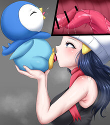 1boy 1girls 200mitrasi alternate_breast_size animal_genitalia animal_penis big_breasts blowjob blue_body blue_eyes blue_hair breasts censor_bar censored closed_eyes dawn_(pokemon) fellatio female feral feral_on_female hat internal internal_fellatio internal_oral interspecies large_breasts long_hair male nintendo oral penis penis_on_tongue piplup pokemon pokemon_(species) pokemon_dppt pokephilia saliva scarf size_difference smaller_male tongue x-ray