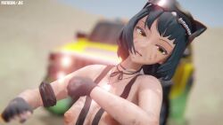 2girls animated black_hair black_hair_female blake_belladonna blonde_female blonde_hair breasts cat_ears dancing faunus half-dressed half_naked half_naked_female jic_jic music purple_eyes rwby sound tagme video yang_xiao_long yellow_eyes