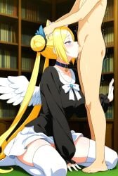 1girl ai_assisted ai_generated anime anime_coloring anime_screencap blonde_hair blue_eyes cat_ears cock_in_pussy collar collarbone creampie deepthroat group_sex hair_bun hair_ornament highly_detailed inside jewelry kneeling library long_hair moaning official_style parted_bangs ponytail pussy_sex sailor_moon saliva shaking side_view spread_legs twintails very_long_hair white_stockings white_wings wings