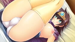 1girls blush breasts breasts_out clothing decensored dragon_quest dragon_quest_iii dual_persona female heroine_(dq3) large_breasts nipples panties roto selfcest splush_wave stockings upskirt