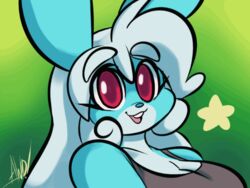 2d andrew_dickman animated anthro awd bbw big_breasts blue_body bouncing_breasts bra breasts buckteeth bunny chubby chubby_female cleavage cute female female_only furry furry_only gif long_hair looking_at_viewer loop pixels_bunni rabbit smile white_hair