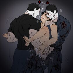 anal clone cum_inside cum_on_face dead_by_daylight double_anal double_penetration gay jake_park male_only michael_myers rape