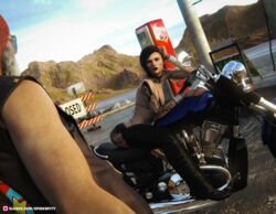 1boy 1boy1girl 1girls 3d age_difference arm_tattoo assless_chaps back_tattoo biker_girl black_hair black_lipstick blue_hair blush bra bracelet crotchless crotchless_pants dani_(spiderpity) eyebrow_piercing female finger_tattoo gas_station goth hand_tattoo hip_tattoo imminent_sex lip_ring motorcycle neck_tattoo nose_piercing older_male outdoor outdoor_nudity outdoors outside petite pixie_cut public public_nudity short_hair skull_tattoo slushe_(website) small_breasts spiderpity studded_bracelet tattoo tattoos younger_female