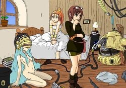 bed chrono_trigger lucca marle nude_female robo robot schala