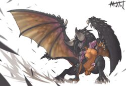 anthro balls claws cum dragon erection furry futa_only futanari horns intersex monster_hunter muhut nergigante no_nipples nude penis photoshop precum wings