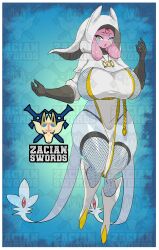 arceus_(cosplay) big_breasts breasts female legendary_pokémon mesprit mythical_pokemon pokémon_(species) pokemon tagme zacian zacianswords