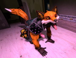 2021 3d 3d_(artwork) all_fours anatomically_correct anatomically_correct_genitalia anatomically_correct_penis animal_genitalia animal_penis anthro brown_body brown_fur canid canine canine_penis clothed clothing digital_media_(artwork) epic_games erection fennix_(fortnite) fortnite fox fully_clothed fur genitals gloves handwear inside knee_pads ladder lorenzofox male mammal one_eye_closed orange_body orange_fur penis shoulder_pads solo spiked_clothing spiked_shoulderpads spikes tongue tongue_out video_games white_body white_fur