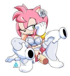 amy_rose clitoris clothing coolblue disembodied_hands erect_clitoris erect_nipples erect_nipples_under_clothes flower panties_aside pink_fur pink_hair sonic_(series) sonic_the_hedgehog white_flower