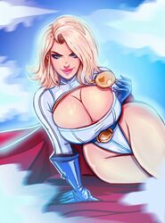 big_breasts blonde blonde_female blonde_hair blue_eyes breasts busty cleavage dc dc_comics huge_breasts kara_zor-l karen_starr power_girl solo superheroine superman_(series) tagme theartofmathew