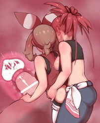 1futa 1girls absurdres ass back back_turned bar_censor blush breasts brown_hair censored clothed clothed_sex clothing cross_section cum cum_in_pussy cum_in_uterus cum_inside duo ejaculation female flannery_(pokemon) flannery_(pokemon_oras) from_behind futa_with_female futanari hair_ribbon hairband highres hip_grab human internal_cumshot light-skinned_female light-skinned_futanari light_skin long_hair may_(pokemon) may_(pokemon_oras) mostly_clothed multiple_girls nintendo nipples penetration penis pokemon pokemon_(game) pokemon_oras ponytail red_hair red_ribbon ribbon sex sleeveless spread_legs standing striped striped_ribbon two-tone_ribbon umonebi uterus vaginal_penetration white_ribbon