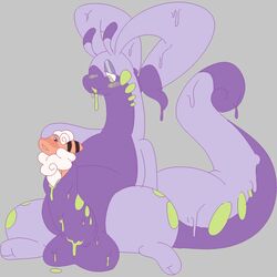 1:1 balls big_balls big_penis blush blush_lines bodily_fluids cock_vore dragunsnack duo flaaffy genitals goodra hi_res laid_back male nintendo open_mouth penile penis pokémon_(species) pokemon pokemon_(species) size_difference slime spread_legs spreading video_games vore