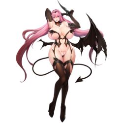 1girls alternate_costume areolae arm_up armpit armpits arms_above_head bangs bare_shoulders bare_thighs barely_clothed barely_contained beauty_mark belly_button black_gloves black_panties blue_eyes blush breasts cameltoe demon_girl demon_tail demon_wings female female_focus female_only front_view functionally_nude functionally_nude_female game_cg gloves hair_ornament hand_on_head heart-shaped_pupils heels hi_res high_heels horn huge_breasts japanese_text large_ass large_breasts last_origin legwear light-skinned_female light_skin long_gloves long_hair looking_at_viewer massive_breasts midriff mole_under_mouth monster_girl naughty_face navel navel_line nipples official_alternate_costume official_art on_back open_mouth panties pink_hair pubic_tattoo pussy revealing_clothes ripped_clothing scars serapias_alice serapias_alice_(night_queen_dress) simple_background skin_tight snowball22 sole_female solo spread_legs succubus succubus_costume succubus_horns succubus_tail succubus_tattoo succubus_wings suggestive_look sweat sweatdrop tagme tail thick_thighs thigh_highs thighhighs thighs transparent_clothing wet white_pupils wide_hips wings