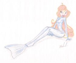 1girls 2010s 2011 alternate_costume blank_background bloom_(winx_club) blue_eyes bodysuit clothing eyes female female_focus female_only hair hands_on_floor happy human human_only lipstick lycra lycra_suit mermaid_costume mermaid_suit open_eyes orange_hair pencil_(artwork) photoshoot posing rainbow_(animation_studio) rubber rubber_clothing rubber_suit shiny_clothes signature silver_tail sitting sitting_on_floor smile smiling smiling_at_viewer solo spandex spandex_suit teeth thunderingpikachu white_bodysuit white_clothing white_tail winx_club