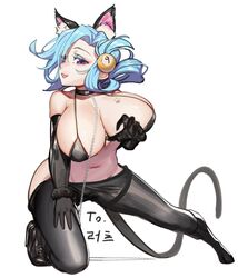 big_breasts blue_hair cat_ears cat_tail catgirl chiebukuro_setsuka danganronpa danganronpa_another fanganronpa large_breasts nail_polish purple_eyes sdra2 straight_hair super_danganronpa_another_2