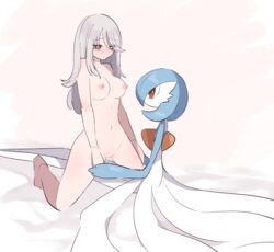 1girls 1other ambiguous_gender blue_eyes breasts cowgirl_position female/ambiguous female_human female_on_top gardevoir grey_hair hand_holding human light-skinned_female light_skin momikumo_(artist) nintendo nude nude_female pokémon_(species) pokemon pokemon_(species) pokemon_rse pokephilia shiny_gardevoir shiny_pokemon