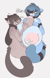 1boy 1girls animal_ears anthro anthro_on_anthro blue_fur breasts caeleste dialogue english_text female female_anthro femboy femboy_on_female femboysub femdom fur heart hyper hyper_balls hyper_breasts hyper_penis jayde_(caeleste) male male/female male_anthro male_anthro/female_anthro malesub nipples paizuri sinclaire_(caeleste) tail text