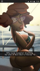 ass authorialnoice bubble_butt busty disney disney_channel english_text female female_focus female_only hourglass_figure kim_possible milf mrs._rockwaller snapchat solo text thong wide_hips