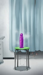 absurdres curtains dildo dildo_chair dildo_reveal fate_(series) highres indoors no_humans object_focus pussy_juice pussy_juice_trail sex_toy sirosoil sound_effects spiked_dildo stealth_sex steam stool suction_cup_dildo