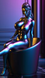 1boy 1boy1girl 1girls abs female freyr huge_breasts male medium_hair nude nude_female nude_male pinup shiny shiny_skin slushe_(website) statue tagme